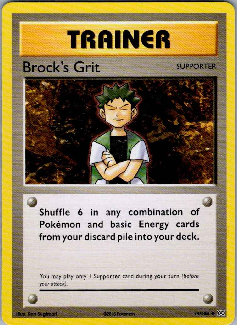 Brock's Grit Reverse Holo Uncommon XY - Evolutions 74/108 NM