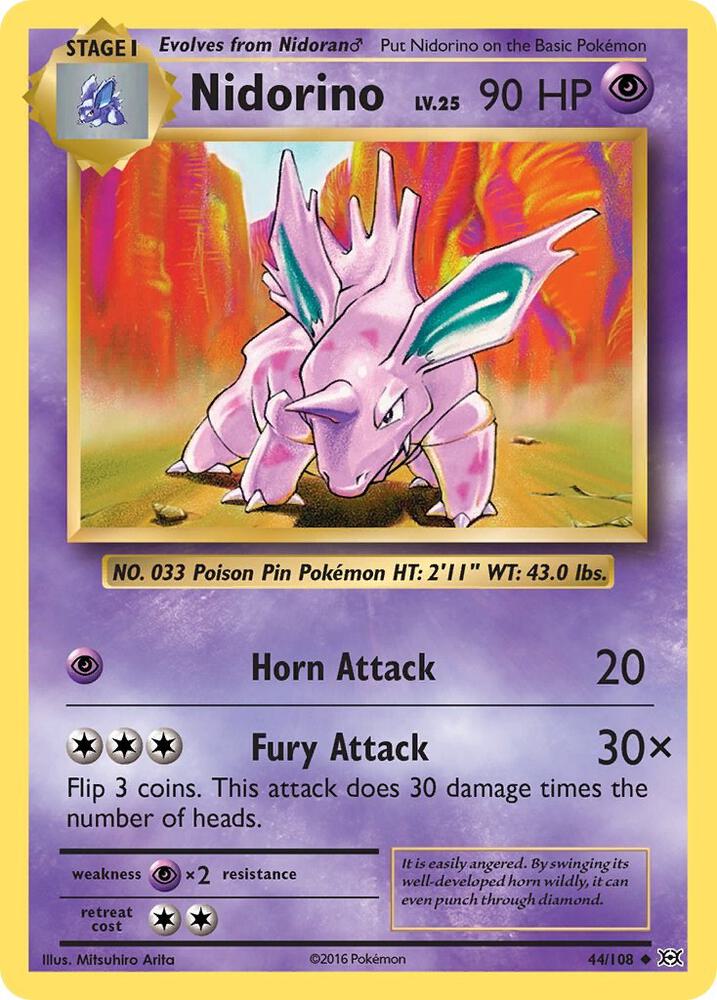 Nidorino Uncommon XY - Evolutions 44/108 NM - TCG-JVP