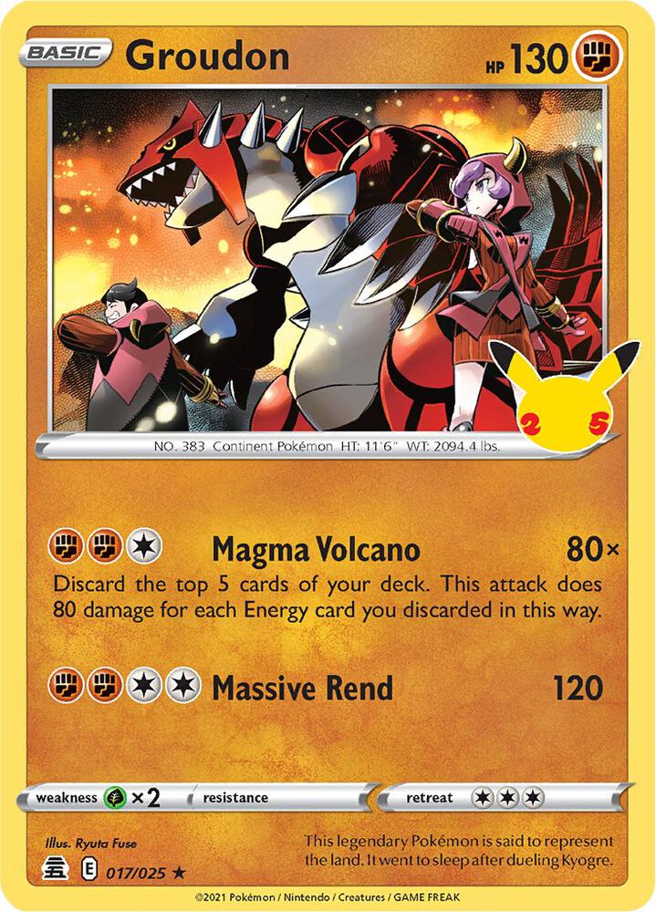 Groudon Holo Rare Celebrations 017/025 NM - TCG-JVP