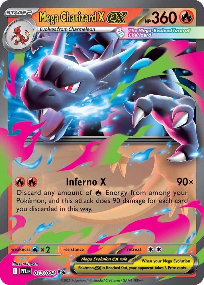 Mega Charizard X ex Holo Double Rare ME02: Phantasmal Flames 013/094 NM - TCG-JVP