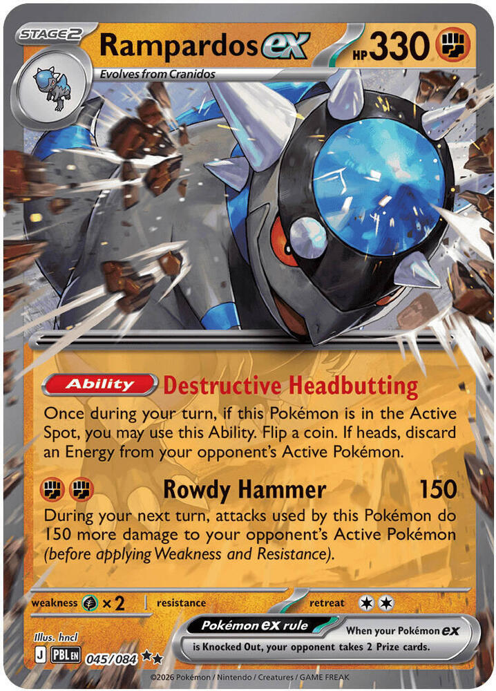 Rampardos ex Holo Double Rare ME05: Pitch Black 045/084 NM - TCG-JVP