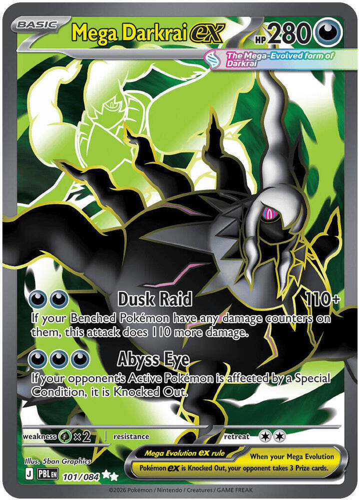 Mega Darkrai ex Holo Ultra Rare ME05: Pitch Black 101/084 NM - TCG-JVP