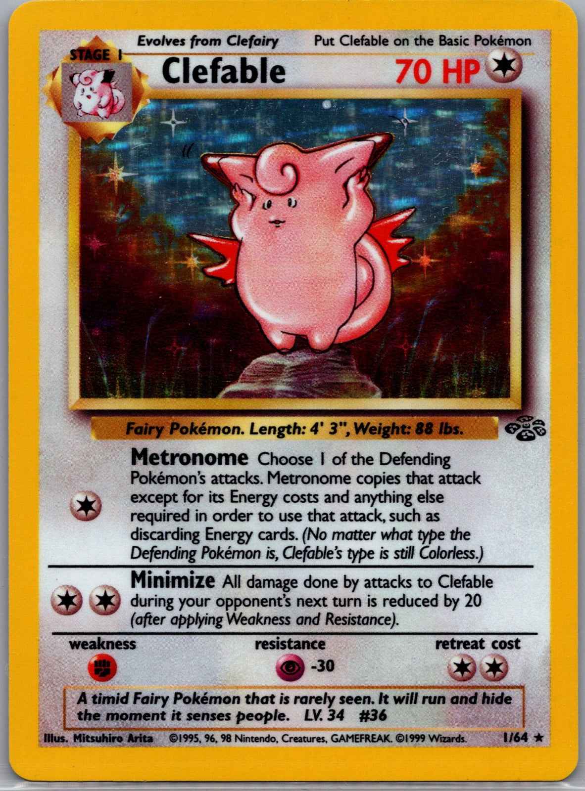Clefable (1) Unlimited Holo Holo Rare Jungle 01/64 LP