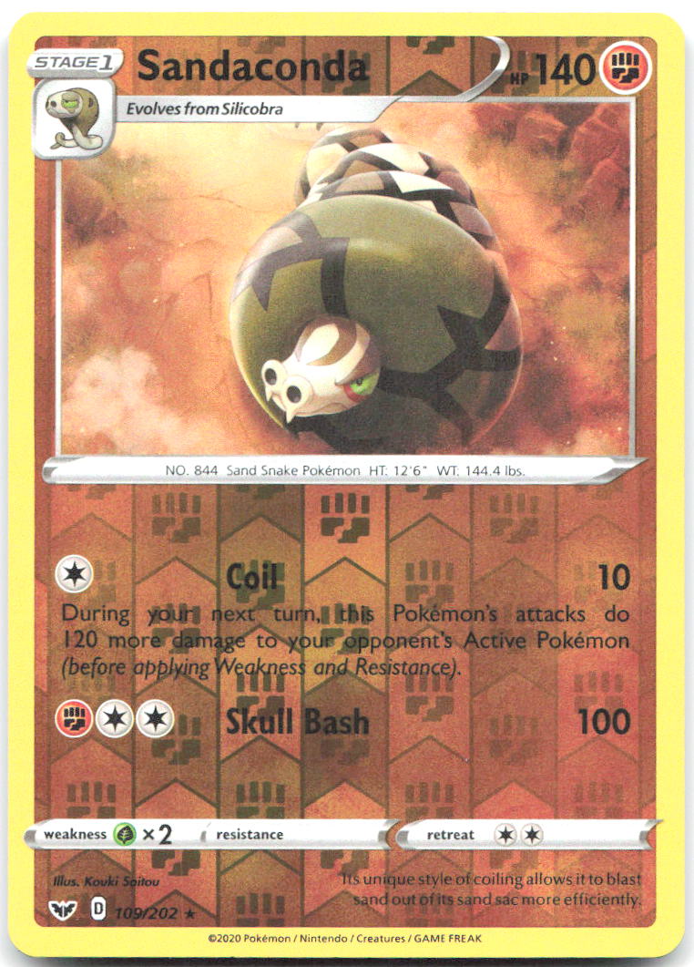 Sandaconda (109) Reverse Holo Rare SWSH01: Sword & Shield Base Set 109/202 NM - TCG-JVP