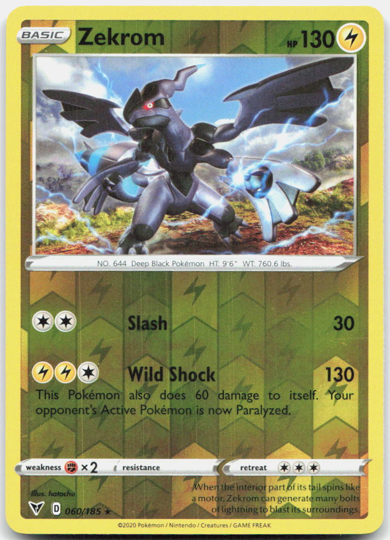 Zekrom Reverse Holo Holo Rare SWSH04: Vivid Voltage 060/185 NM - TCG-JVP