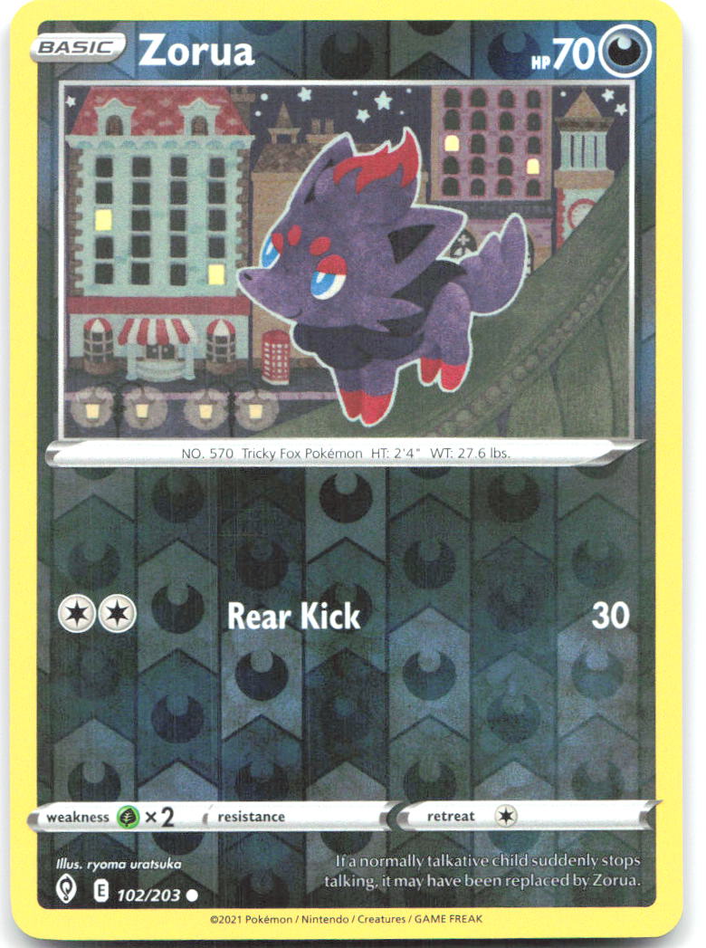 Zorua Reverse Holo Common SWSH07: Evolving Skies 102/203 NM - TCG-JVP