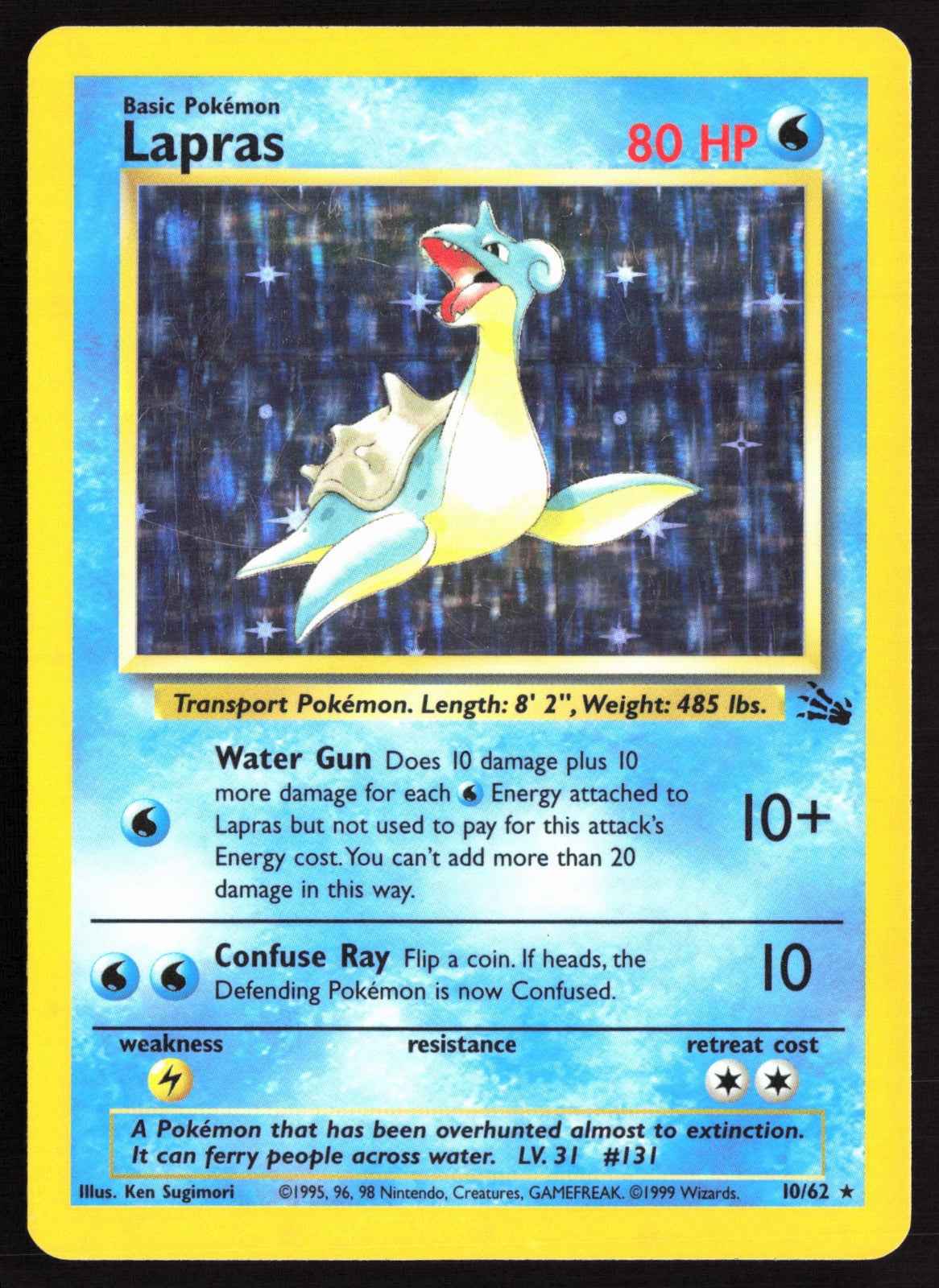 Lapras (10) Unlimited Holo Holo Rare Fossil 10/62 LP