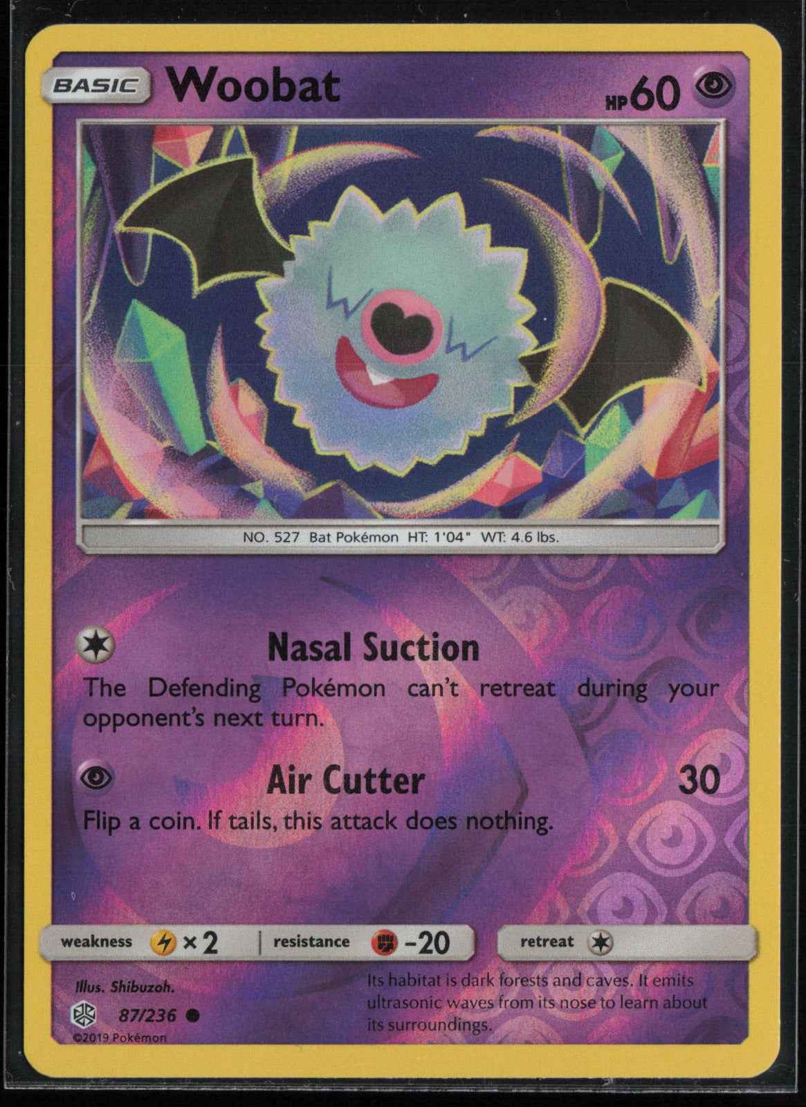 Woobat Reverse Holo Common SM - Cosmic Eclipse 87/236 NM