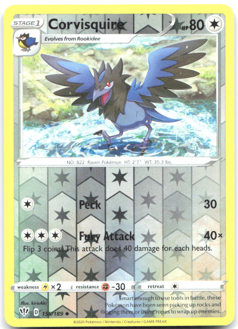Corvisquire Reverse Holo Uncommon SWSH03: Darkness Ablaze 155/189 NM - TCG-JVP