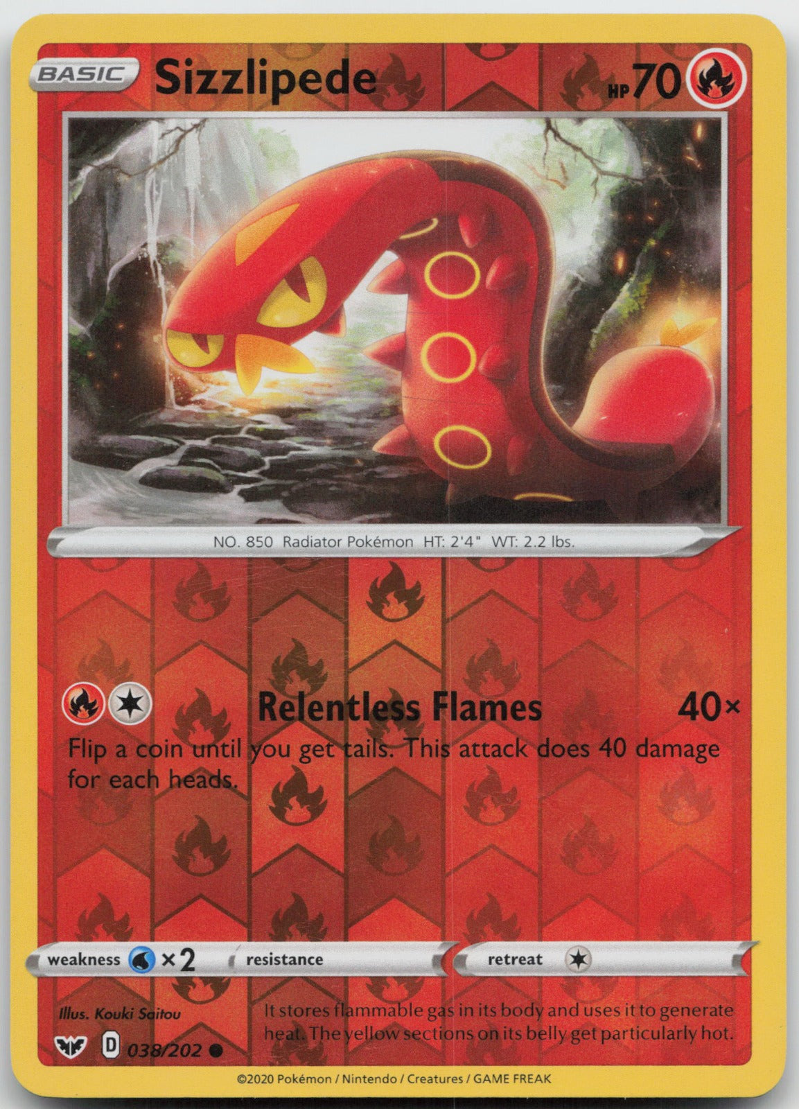 Sizzlipede (038) Reverse Holo Common SWSH01: Sword & Shield Base Set 038/202 NM - TCG-JVP