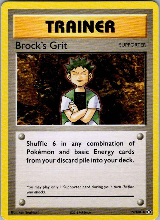 Brock's Grit Reverse Holo Uncommon XY - Evolutions 74/108 NM