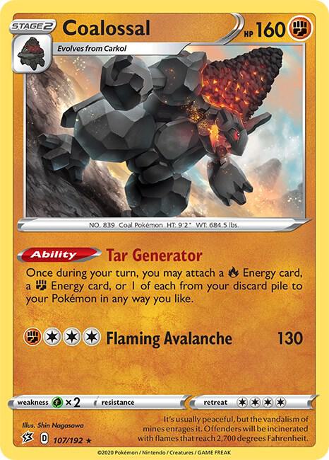 Coalossal Holo Rare SWSH02: Rebel Clash 107/192 NM - TCG-JVP