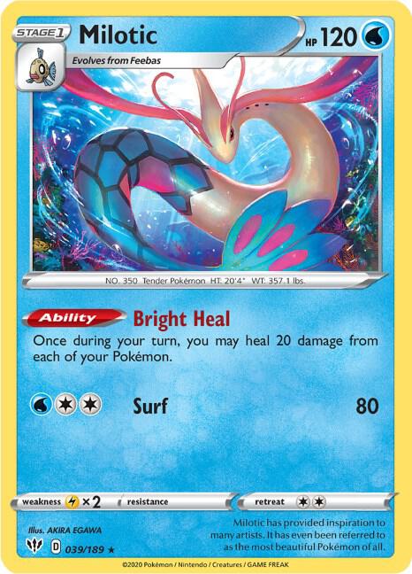 Milotic Holo Rare SWSH03: Darkness Ablaze 039/189 NM - TCG-JVP