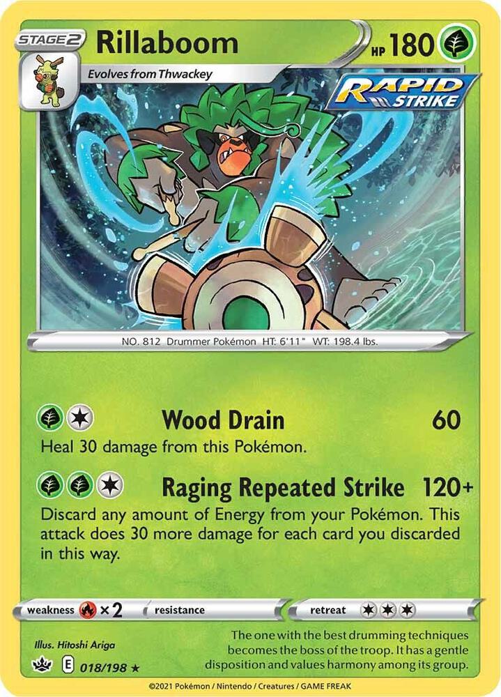 Rillaboom Holo Rare SWSH06: Chilling Reign 018/198 NM - TCG-JVP