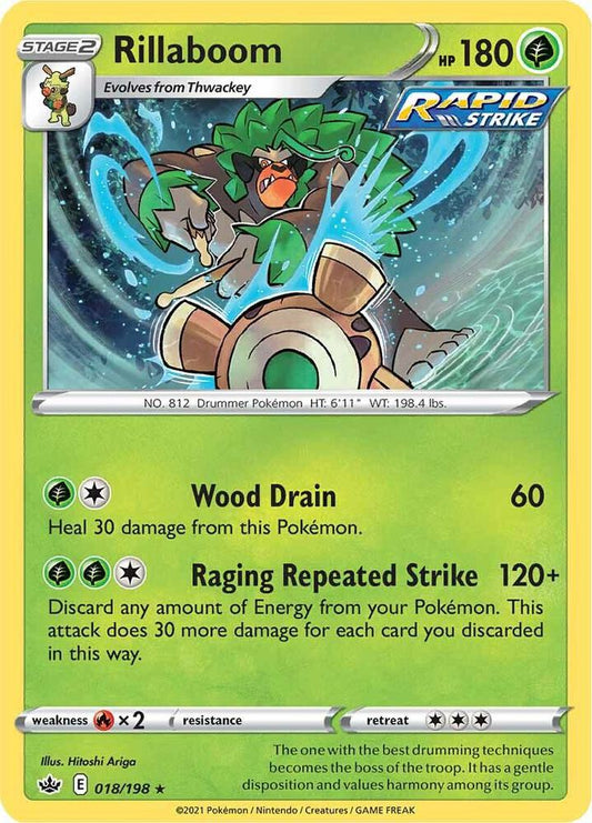 Rillaboom Holo Rare SWSH06: Chilling Reign 018/198 NM - TCG-JVP