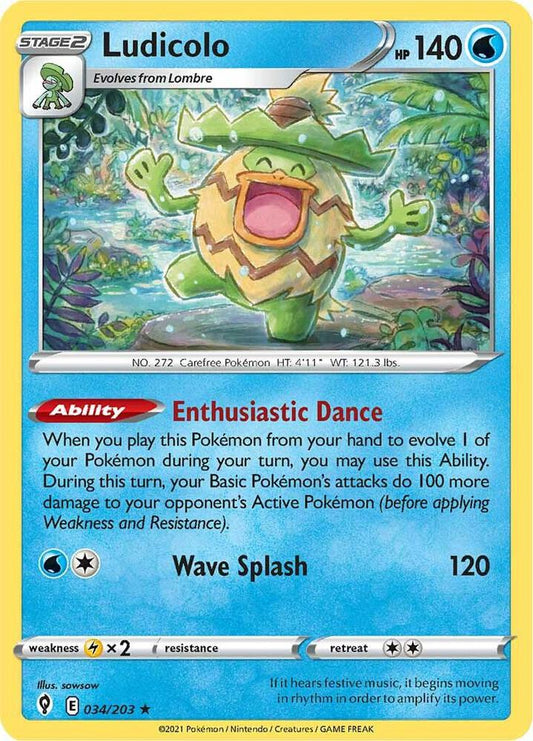 Ludicolo Holo Rare SWSH07: Evolving Skies 034/203 NM - TCG-JVP