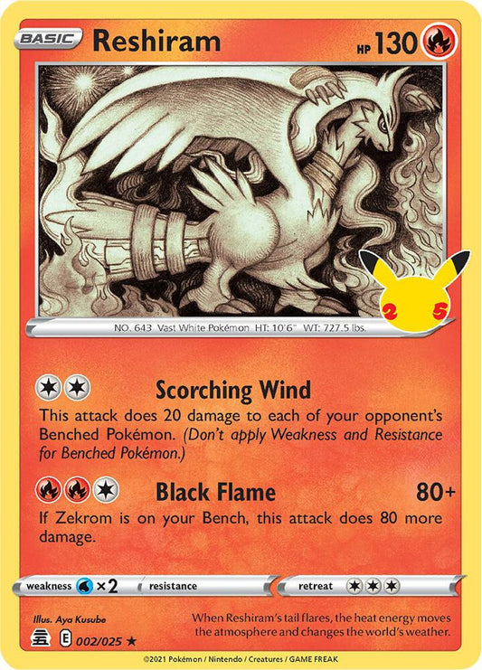 Reshiram Holo Rare Celebrations 002/025 NM - TCG-JVP