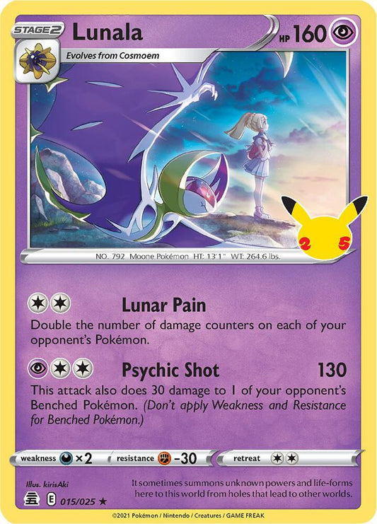 Lunala Holo Rare Celebrations 015/025 NM - TCG-JVP