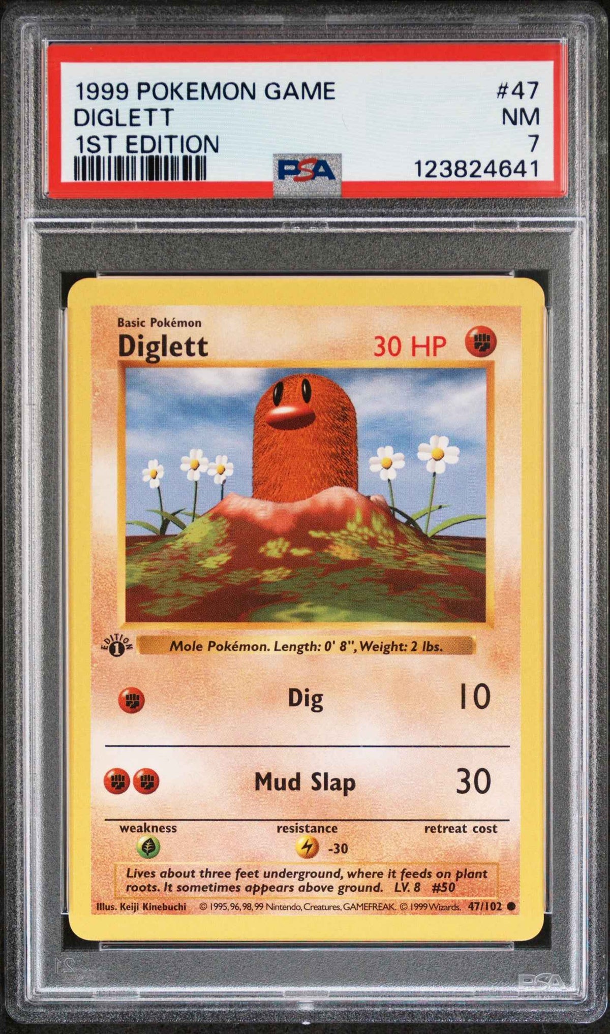 Diglett 1st Edition Shadowless Pokemon Game 47 PSA 7
