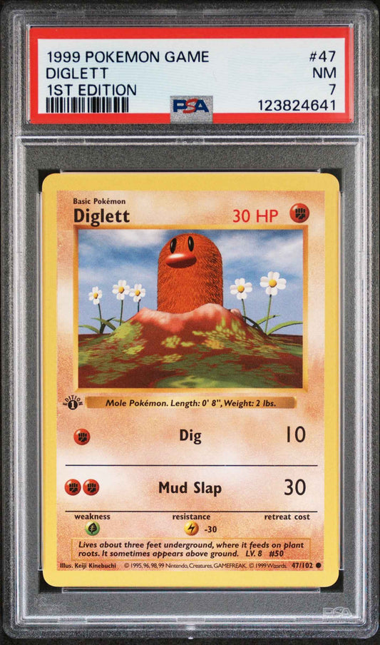 Diglett 1st Edition Shadowless Pokemon Game 47 PSA 7