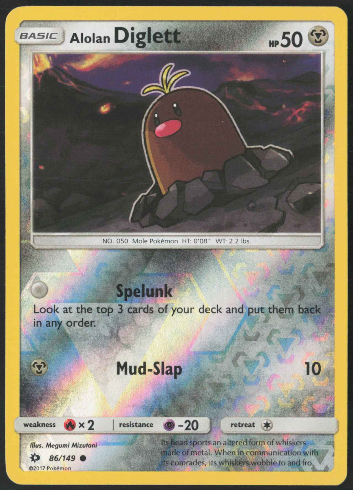 Alolan Diglett Reverse Holo Common SM Base Set 86/149 NM