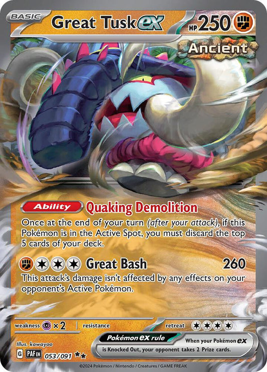 Great Tusk ex Holo Double Rare SV: Paldean Fates 053/091 NM - TCG-JVP