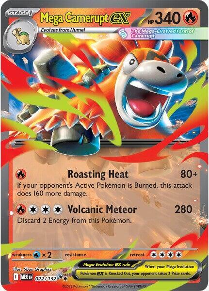 Mega Camerupt ex Holo Double Rare ME01: Mega Evolution 022/132 NM - TCG-JVP