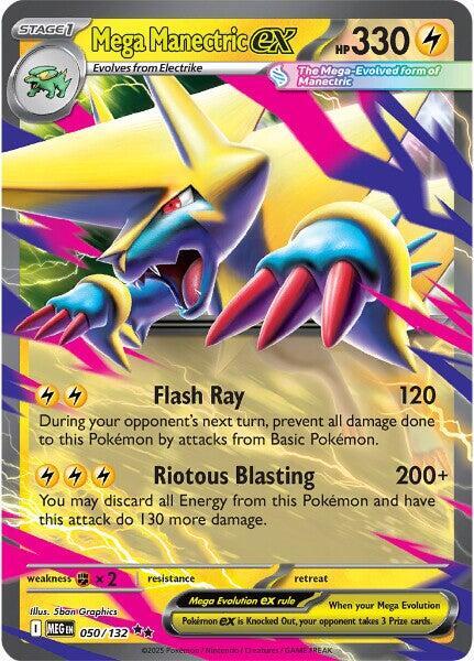 Mega Manectric ex Holo Double Rare ME01: Mega Evolution 050/132 NM - TCG-JVP
