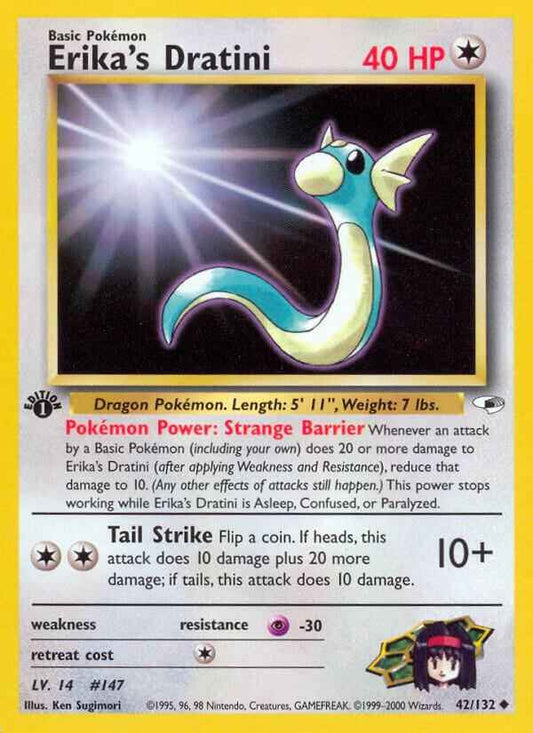 Erika's Dratini 1st Edition Uncommon Gym Heroes 042/132 LP
