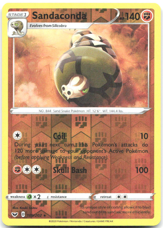 Sandaconda (109) Reverse Holo Rare SWSH01: Sword & Shield Base Set 109/202 NM - TCG-JVP
