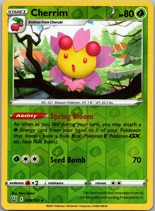 Cherrim Reverse Holo Holo Rare SWSH05: Battle Styles 008/163 NM - TCG-JVP