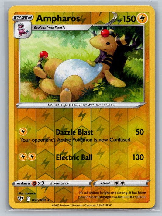 Ampharos Reverse Holo Rare SWSH03: Darkness Ablaze 057/189 NM - TCG-JVP