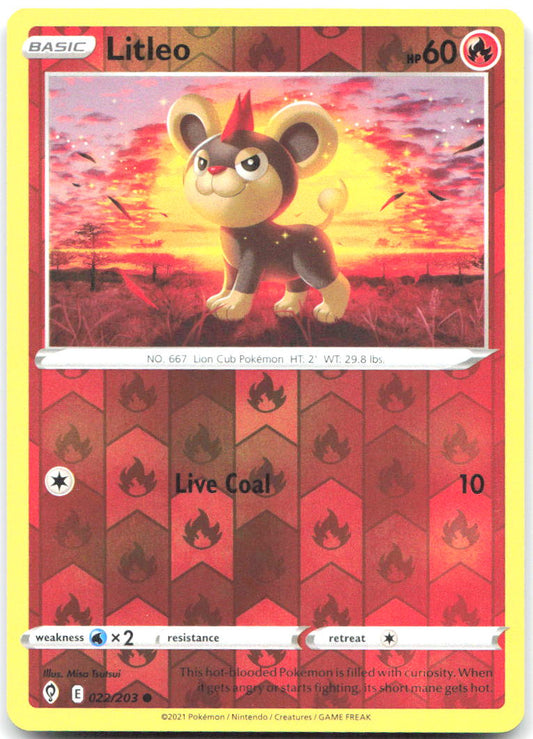 Litleo Reverse Holo Common SWSH07: Evolving Skies 022/203 NM - TCG-JVP