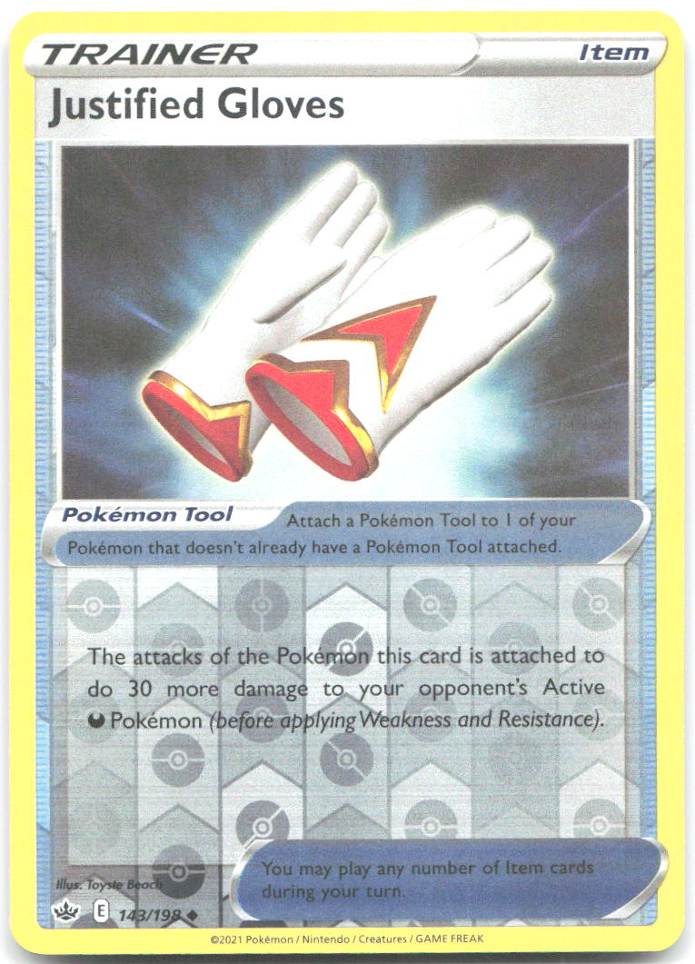Justified Gloves Reverse Holo Uncommon SWSH06: Chilling Reign 143/198 NM - TCG-JVP