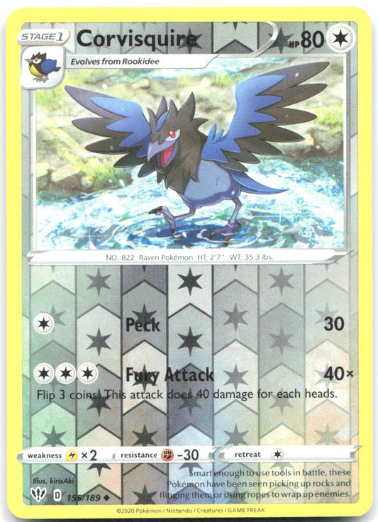 Corvisquire Reverse Holo Uncommon SWSH03: Darkness Ablaze 155/189 NM - TCG-JVP