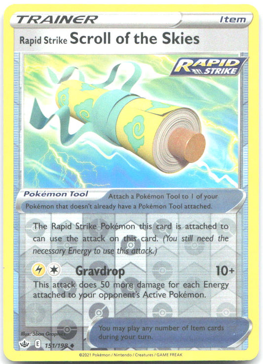 Rapid Strike Scroll of the Skies Reverse Holo SWSH06: Chilling Reign 151/198 NM - TCG-JVP