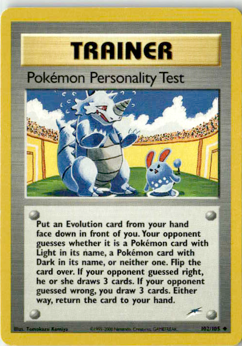 Pokemon Personality Test Unlimited Uncommon Neo Destiny 102/105 NM