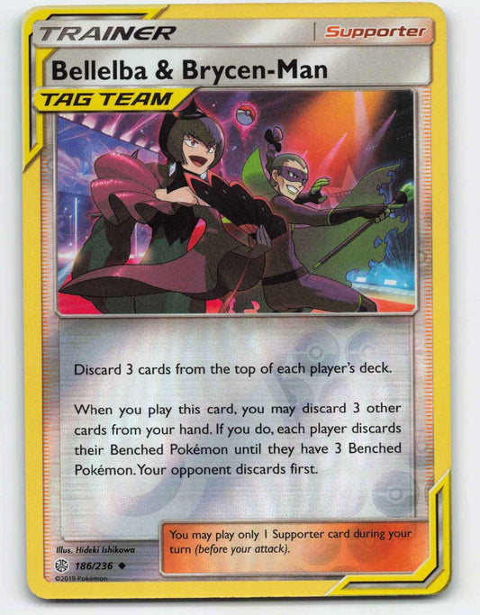 Bellelba & Brycen-Man Reverse Holo Uncommon SM - Cosmic Eclipse 186/236 NM