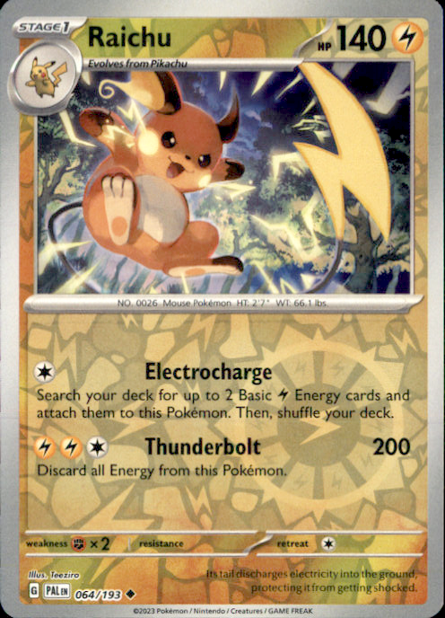 Raichu Reverse Holo Uncommon SV02: Paldea Evolved 064/193 NM - TCG-JVP