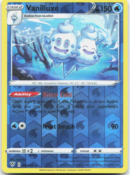 Vanilluxe Reverse Holo Rare SWSH03: Darkness Ablaze 047/189 NM - TCG-JVP